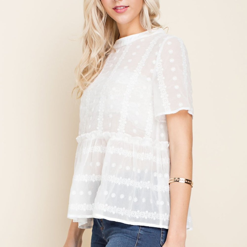Romantic Babydoll Sheer Blouse. - Picture 2 of 5